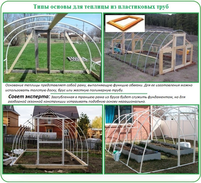 Виды оснований для легкой теплицы из пластиковых труб