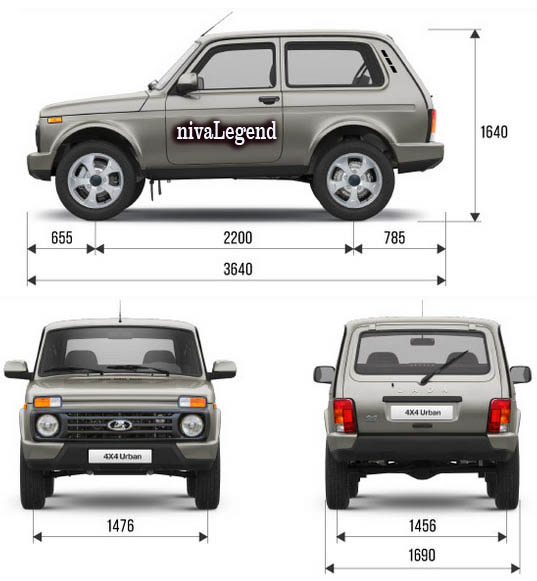габаритные размеры длинной лада 4x4 урбан нива