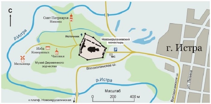 Новоиерусалимский монастырь на карте