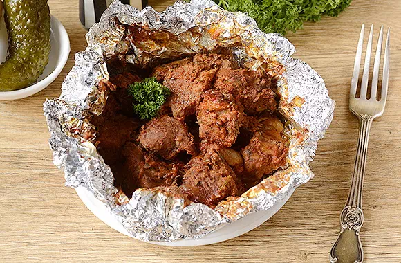 Мясо кусочками в духовке - очень простой рецепт с пошаговыми фото